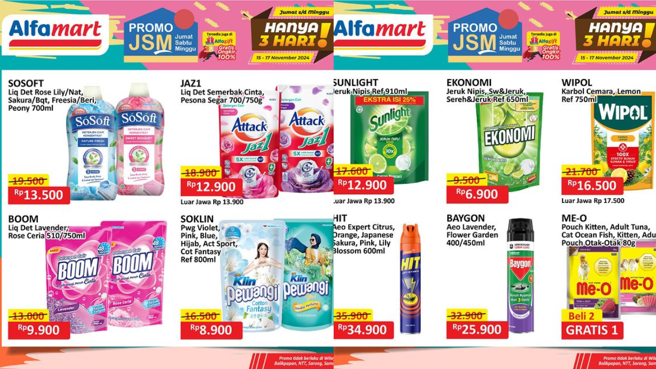 Promo Alfamart Hari Ini Terbaru 17 November 2024, Detergen Rp9 Ribuan