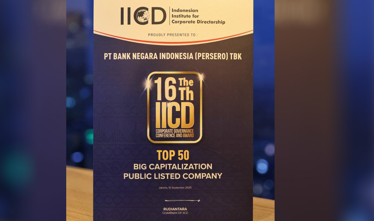BNI Raih Predikat Tertinggi Implementasi GCG di 'The 16th IICD CG Conference & Award 2025'