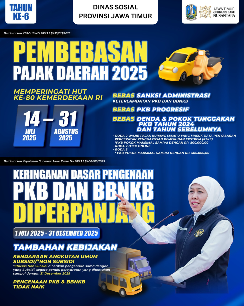 Pemutihan Pajak Kendaraan Bermotor, Gubernur Khofifah Konsisten Ringankan Beban Masyarakat Jatim