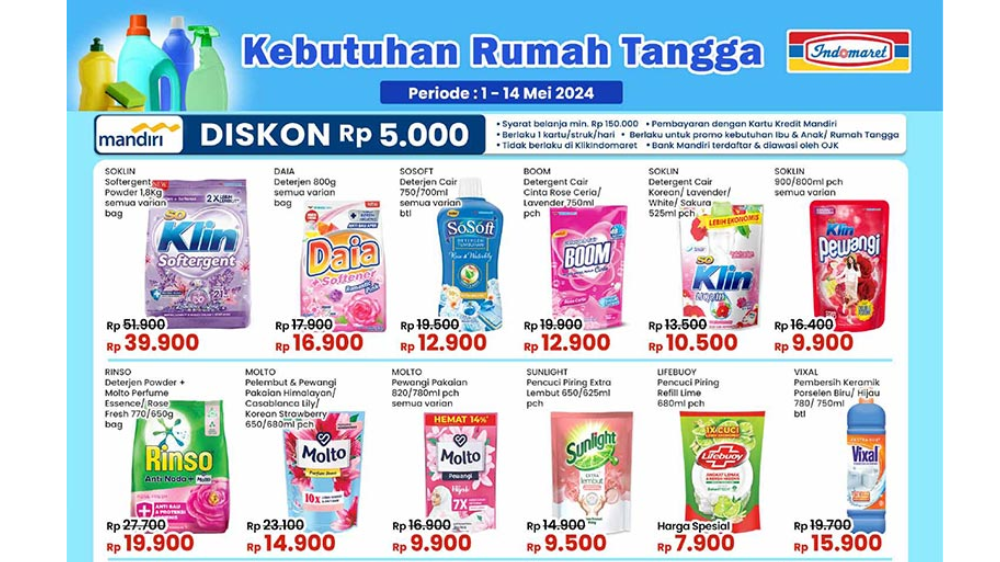 Katalog Promo Indomaret Bulan Mei 2024, Rinso Detergent Powder Cuma Rp19 Ribuan!