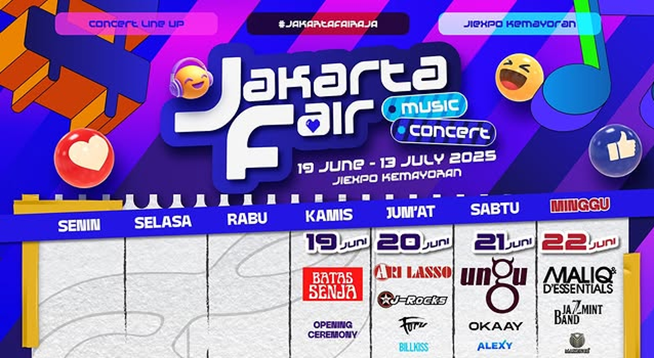 Jadwal dan Line Up Konser PRJ Jakarta Fair 2025, Banjir Penampilan Musisi Lokal Papan Atas!