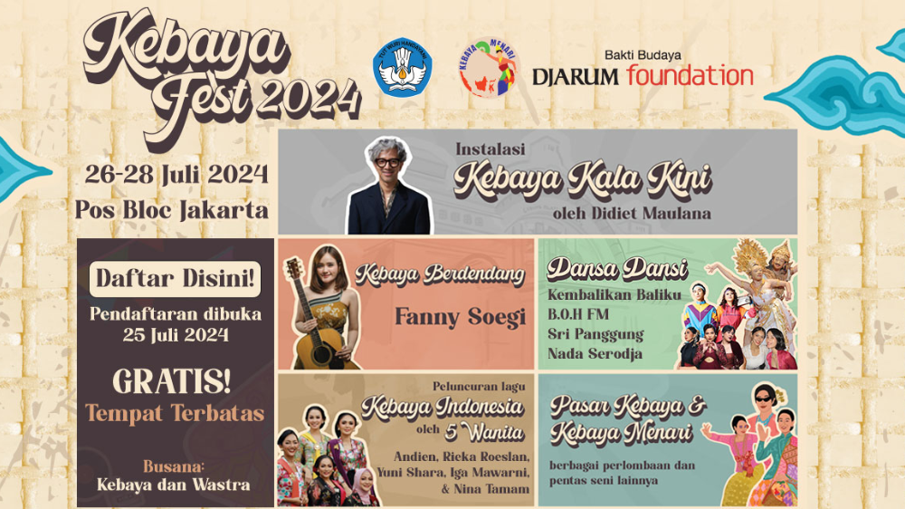 GRATIS! Kebaya Fest 2024 Digelar 26-28 Juli di Pos Bloc Jakarta, Ada Bincang Seru Bareng Didiet Maulana