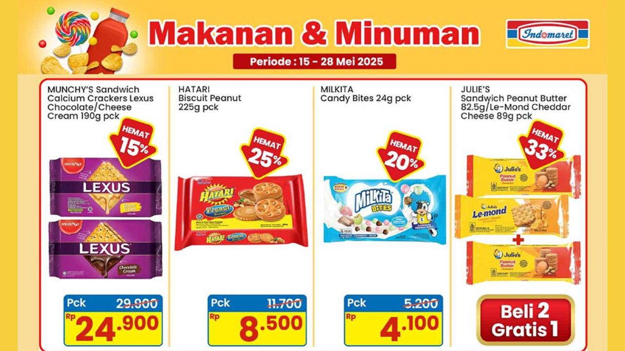 Katalog Promo Indomaret Periode 26-28 Mei 2025, Jelang Long Weekend Aneka Snack Mulai Rp5 Ribuan Aja! 