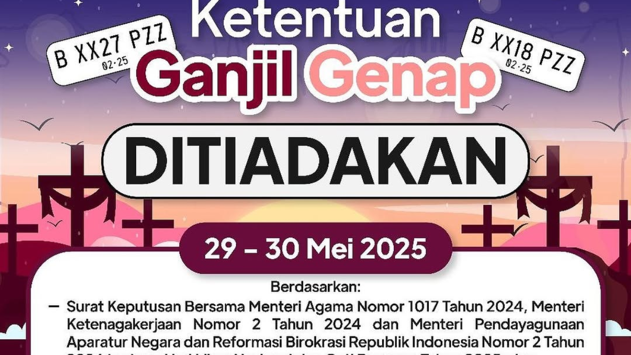 Pengumuman! Aturan Ganjil Genap Jakarta saat Libur Kenaikan Isa Almasih 29-30 Mei 2024 Ditiadakan, Pengendara Bebas Melintas