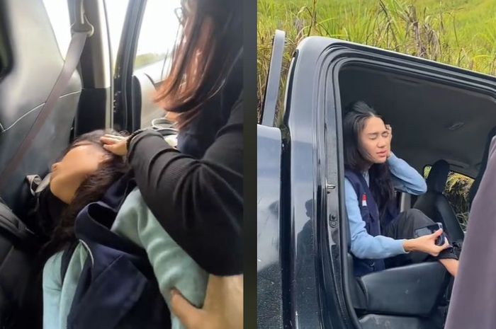 Santai Banget! Mobil Masuk Parit, Azizah Salsha Sang Istri Pratama Arhan Tetap Bobo Manis