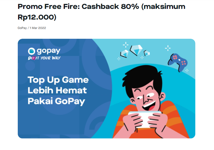 Promo Top Up Free Fire, Cashback GoPay 70 Persen!