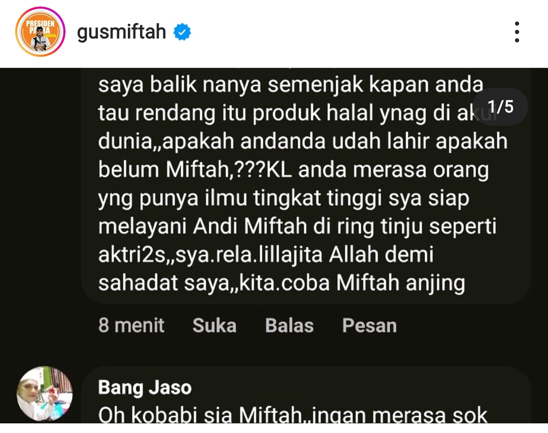 Gus Miftah Terbaru, Soal Agama Rendang, Diajak Adu Jotos