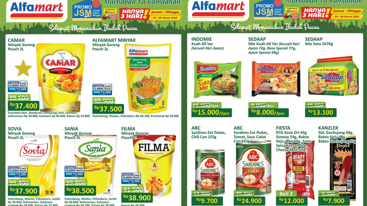 Katalog Promo JSM Alfamart Terbaru 7-9 Maret 2025, Serbu Minyak Goreng Rp37 Ribu Spesial Ramadhan