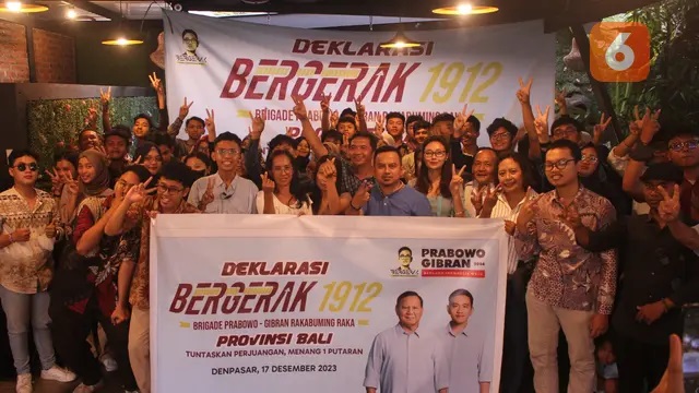 Target Relawan Bergerak 1912 Bali Deklarasi Dukung Prabowo-Gibran