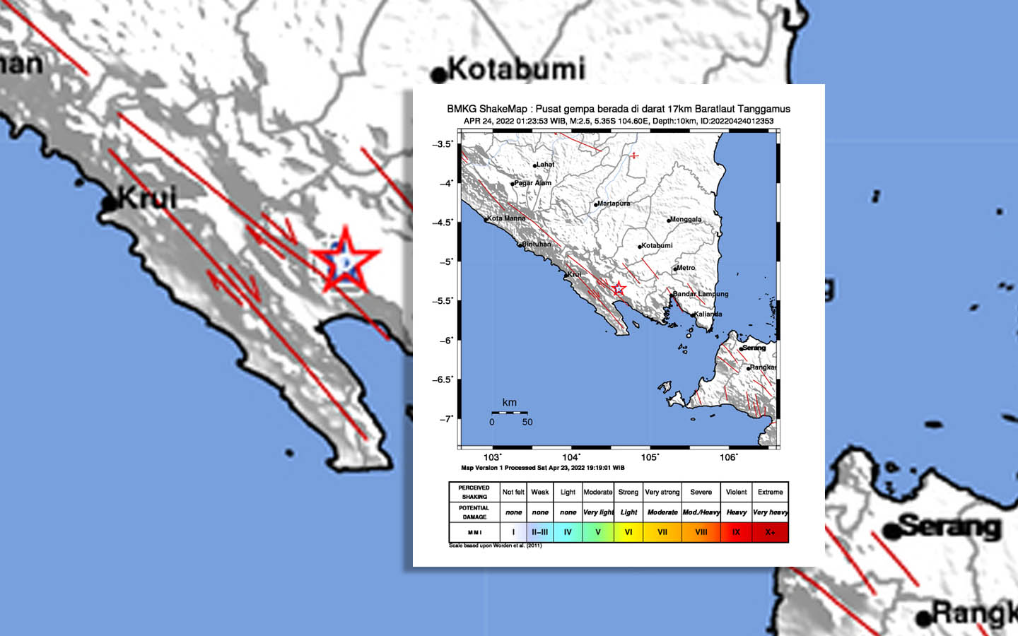 Gempa Tektonik M2,5 Dirasakan di Ulubelu Tanggamus dan Sekitarnya