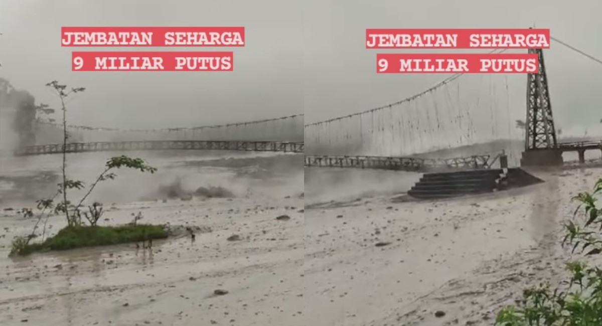 Momen Mengerikan Jembatan Gantung Seharga Rp 9 Miliar Putus Diterjang Banjir Bandang di Lumayang, Netizen: Kehendak Allah Tak Bisa Dihindari!