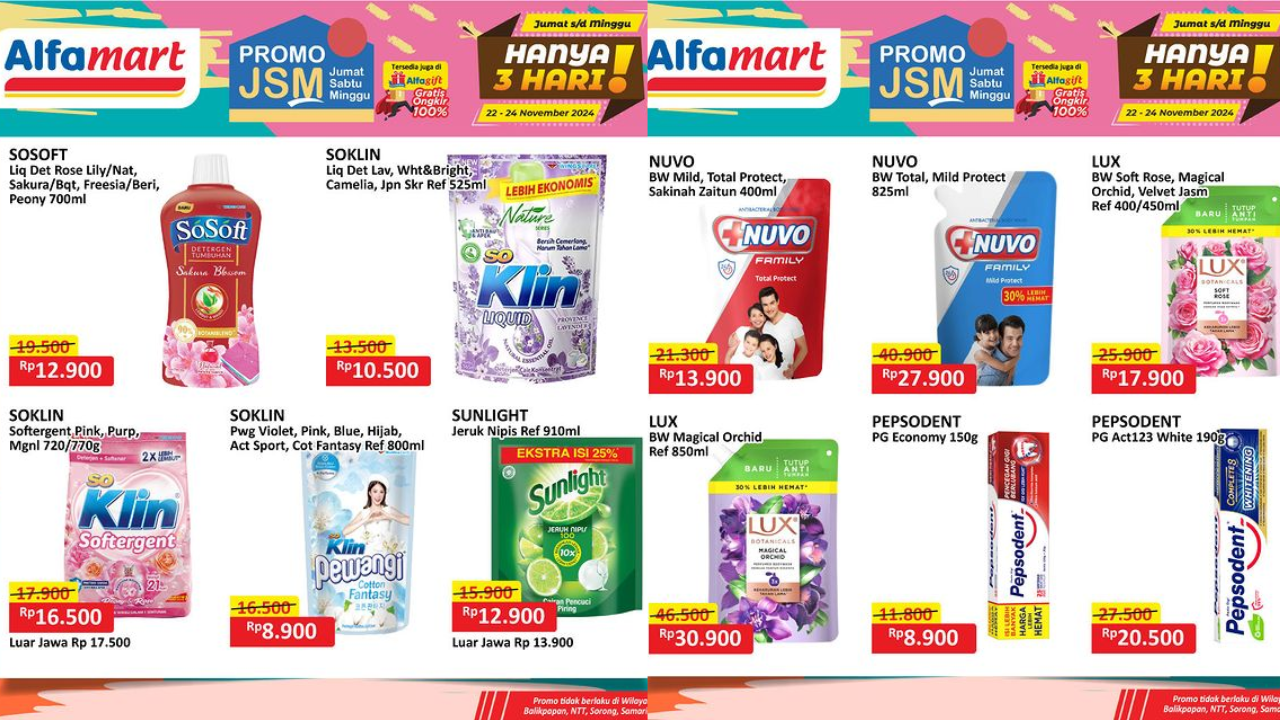 Promo Alfamart Hari Ini Terbaru 24 November 2024, Soklin Mulai Rp8 Ribuan