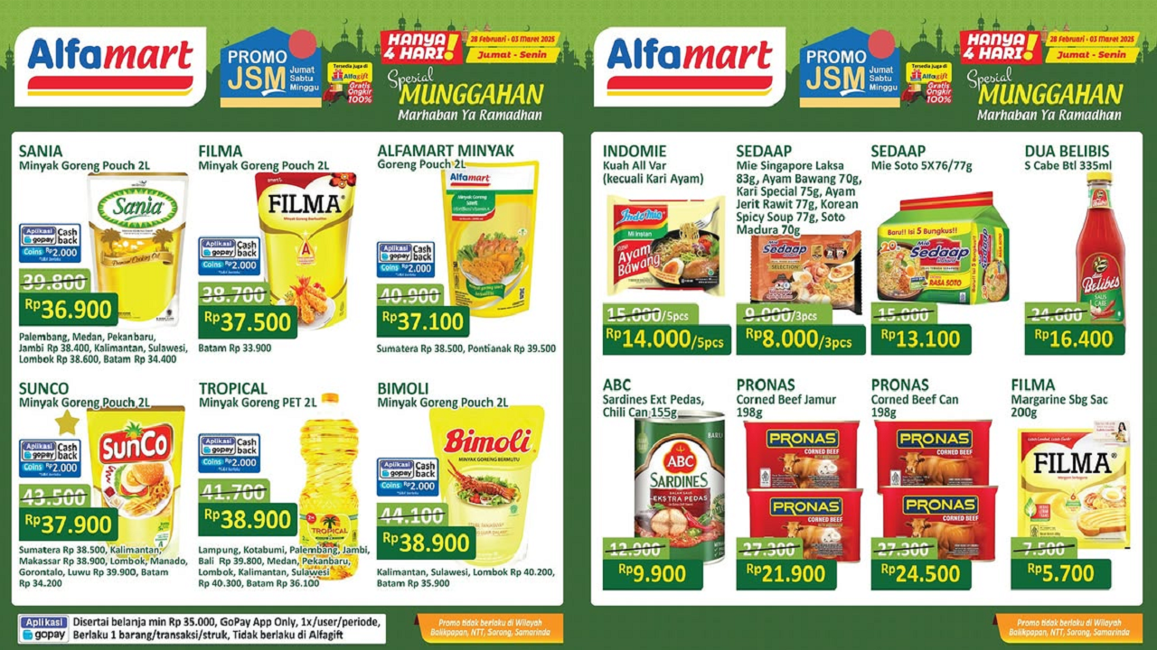 Promo JSM Alfamart Terbaru 28 Februari-2 Maret 2025, Minyak Goreng hanya Rp36 Ribuan Spesial Ramadhan!
