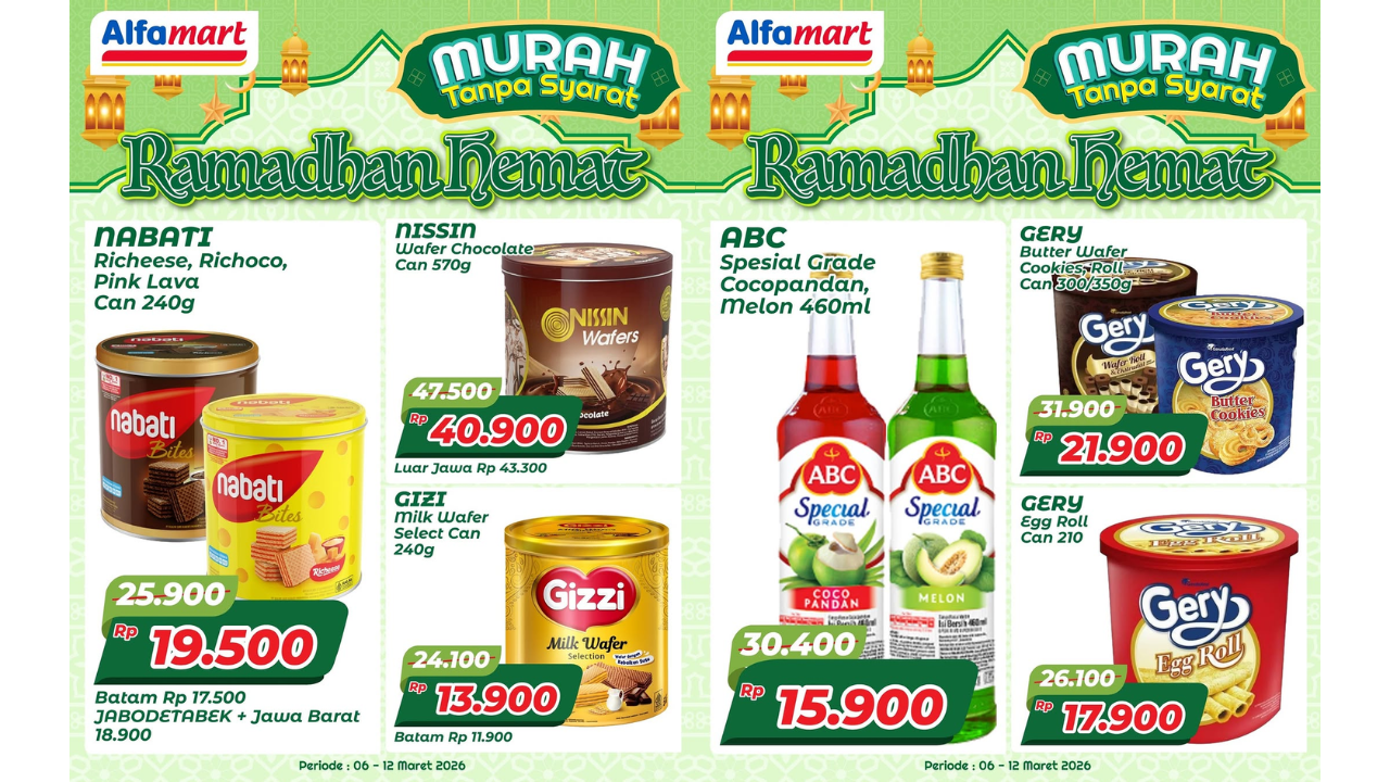 Promo Alfamart Spesial Ramadhan 7 Maret 2026, Diskon Nissin Wafer Chocolate Cuma Rp40 Ribu