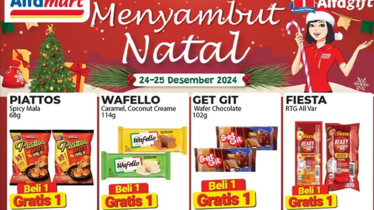 Katalog Promo Alfamart Terbaru Spesial Liburan Natal 24-25 Desember 2024, Borong Snack Beli 1 Gratis 1!