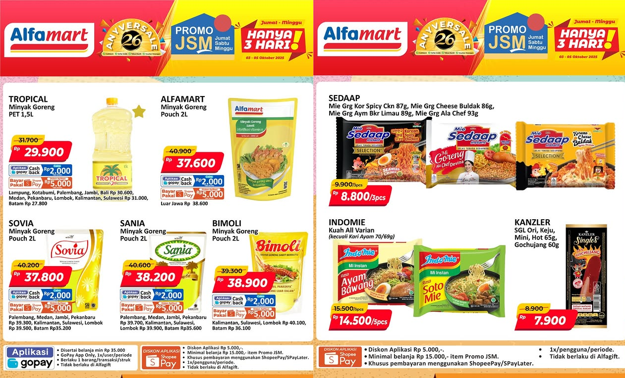 Promo JSM Alfamart Terbaru 3-5 Oktober 2025, Borong Minyak Goreng Mulai Rp29 Ribuan!