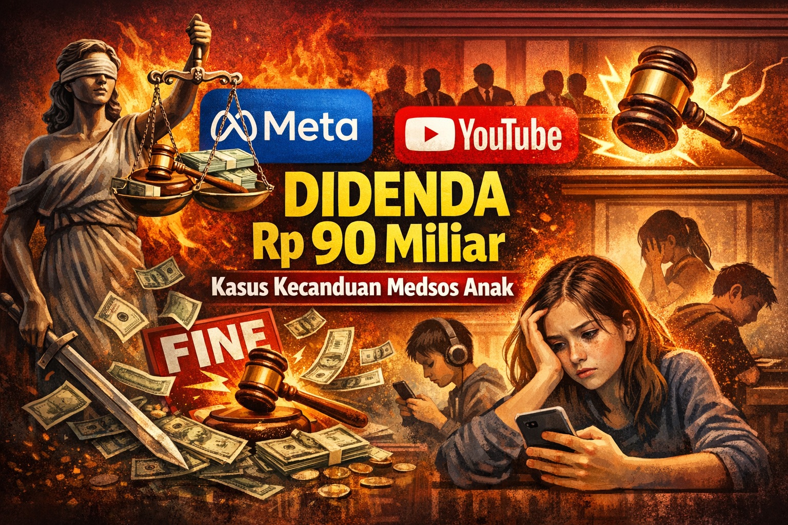 Meta dan YouTube Didenda Rp90 Miliar atas Kasus Kecanduan Medsos pada Anak 