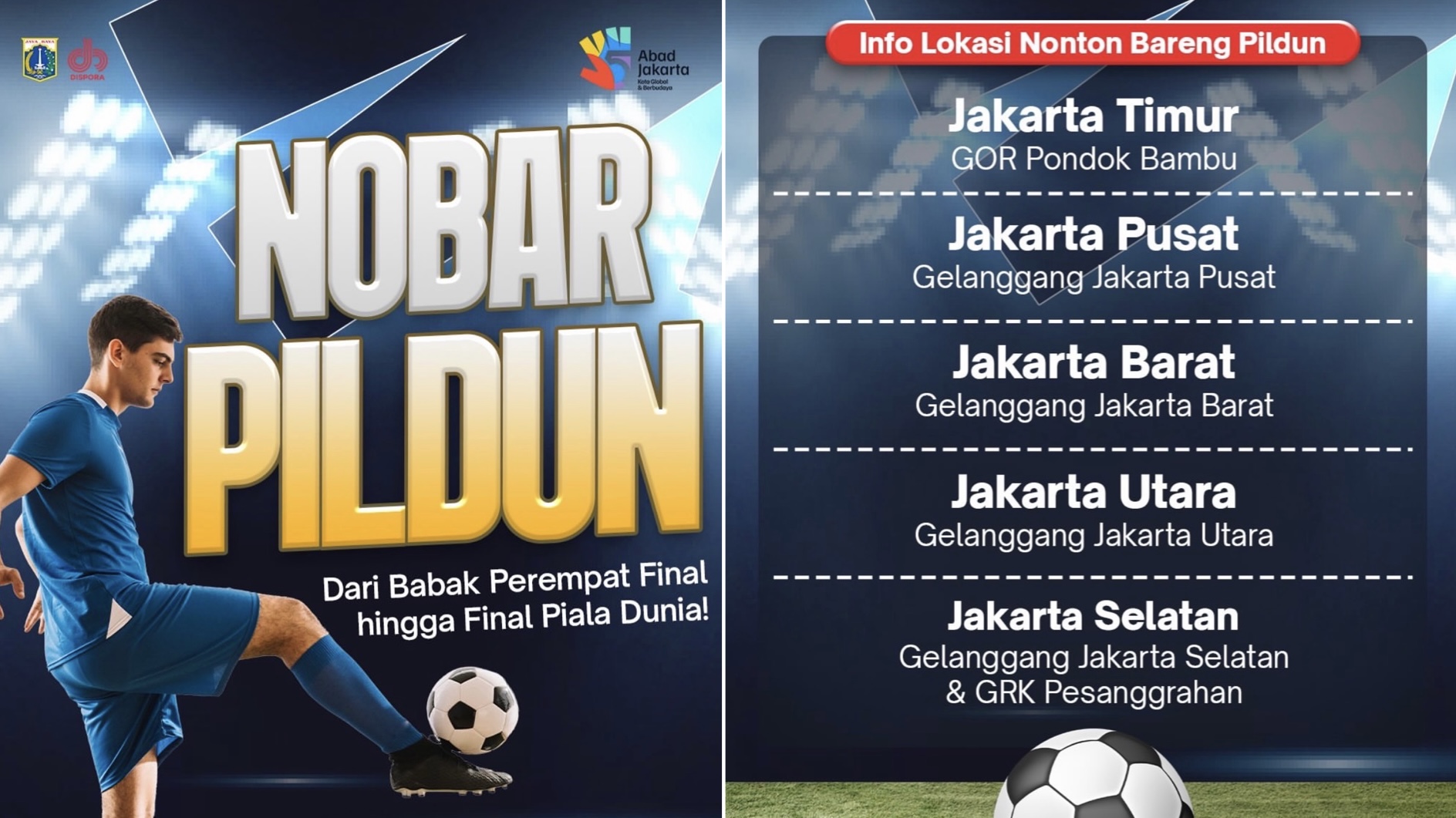 Nobar Final Piala Dunia 2026 Gratis di Seluruh GOR Jakarta, Ini Daftar Lokasinya!