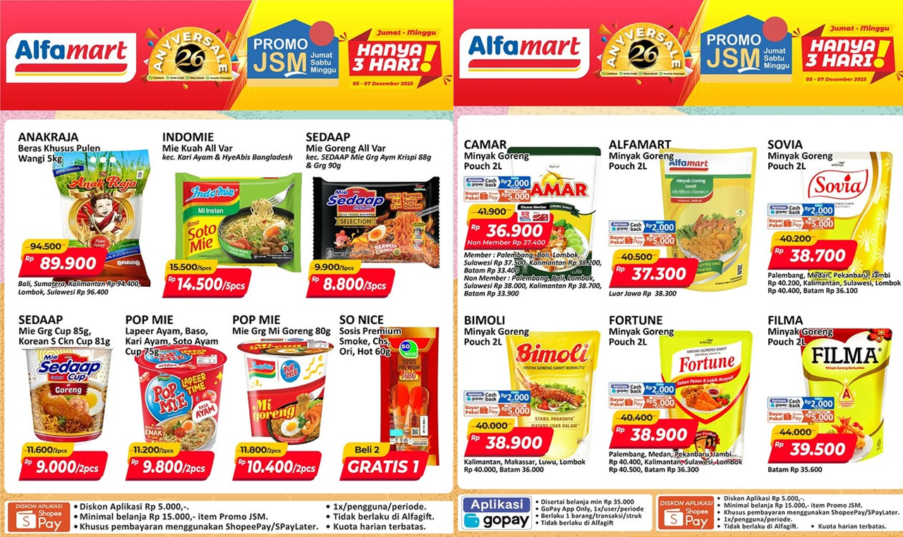 Katalog Promo JSM Alfamart Terbaru 5-7 Desember 2025, Beras-Minyak Goreng Camar Mulai RpRp36.900