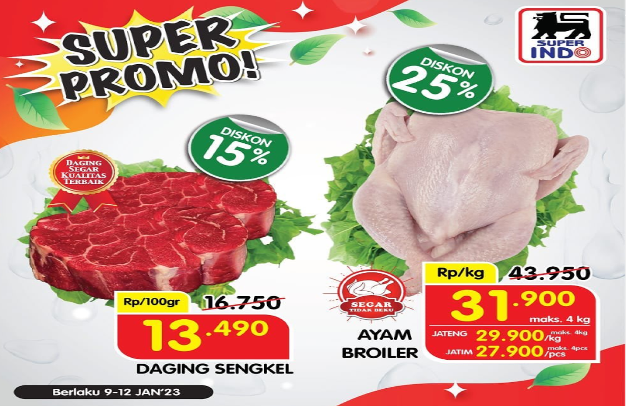 Katalog Promo Superindo Terbaru Hari Ini Senin 9 Januari 2023: Daging Ayam Broiler Cuma Rp 30 Ribuan per Ekor