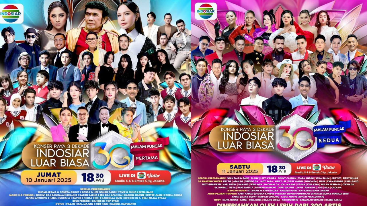 Link Streaming Malam Puncak HUT Indosiar 3 Dekade 10-12 Januari 2025, Banyak Artis-Musisi Papan Atas!