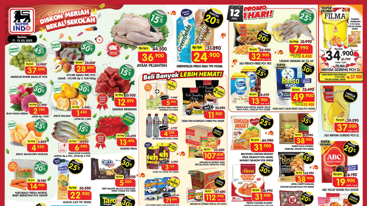 Promo JSM Superindo Minggu Ini 11-13 Juli 2025, Minyak Goreng Filma Rp34.000