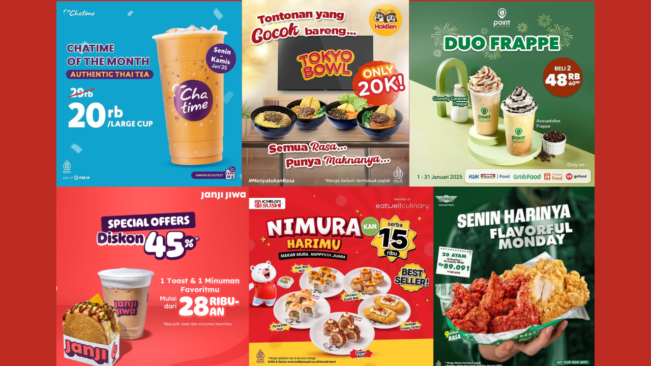 7 Promo Makanan dan Minuman Pekan ini 13-19 Januari 2025, Ada HokBen hingga Chatime