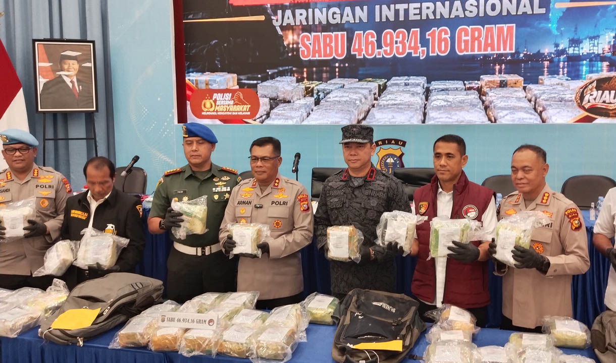 Oknum TNI Ditangkap Polda Riau, Rp84,491 Miliar Sabu Jaringan Internasional Disita