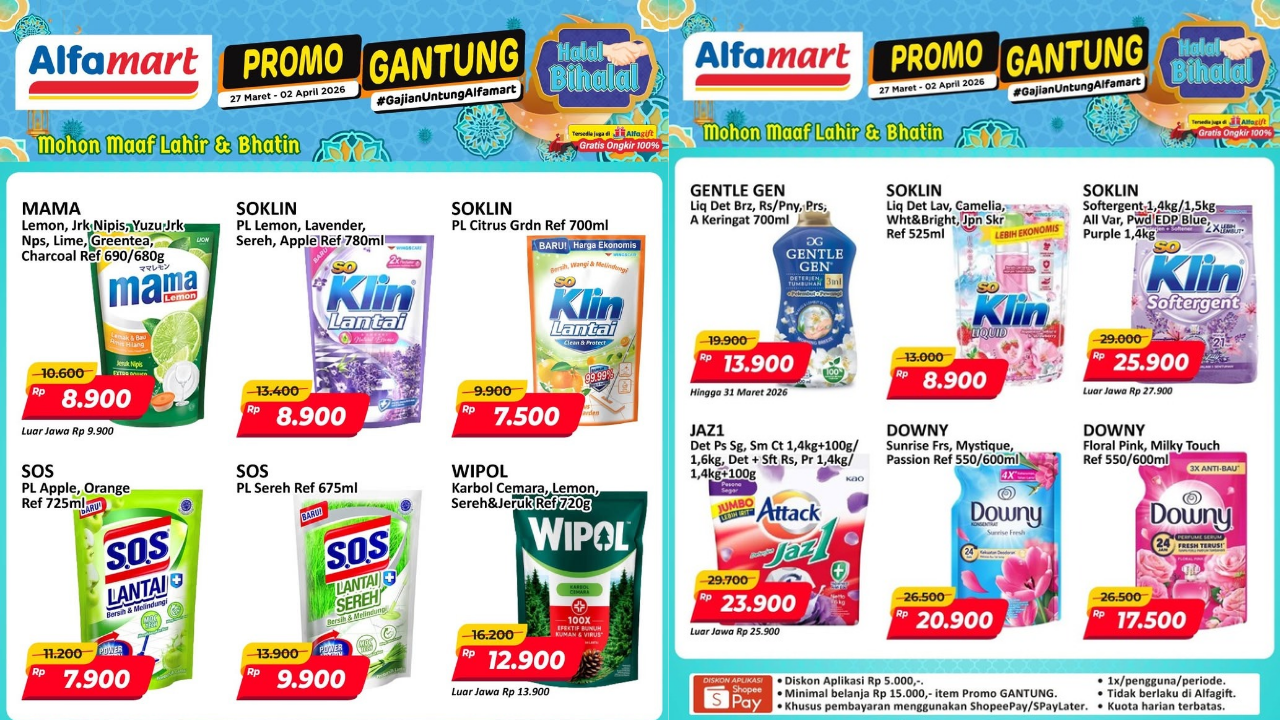 Promo JSM Alfamart Hari Ini 29 Maret 2026, Diskon Soklin Lantai Rp7 Ribuan
