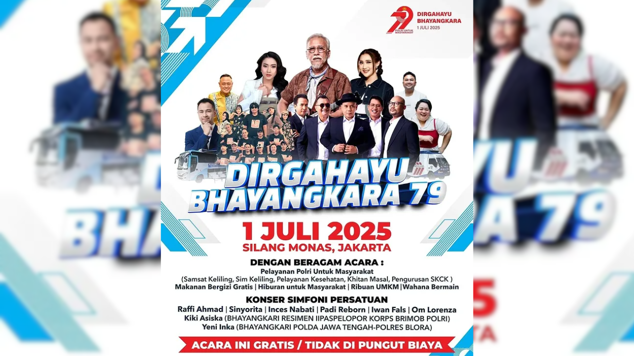 Konser Gratis HUT ke-79 Bhayangkara 1 Juli 2025, Ada Iwan Fals, Padi hingga Om Lorenza