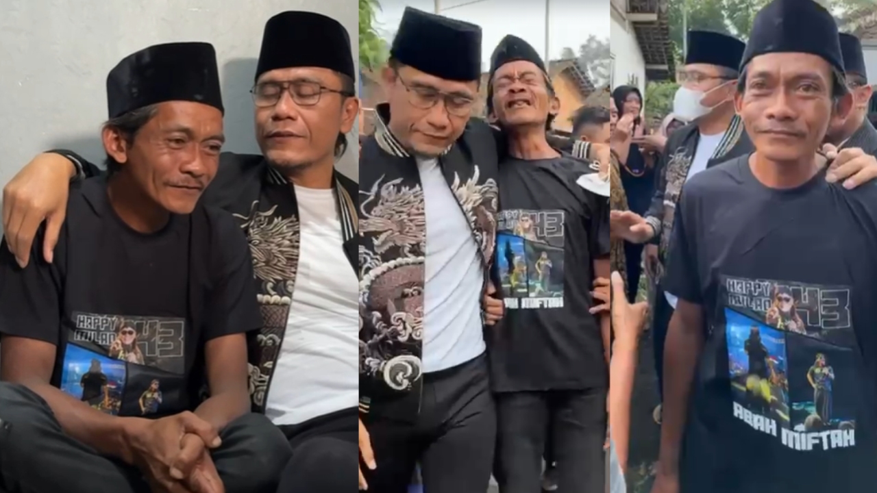 Detik-Detik Gus Miftah Bertemu Penjual Es Teh, Kaos yang Dipakai Kang Sun Jadi Perhatian