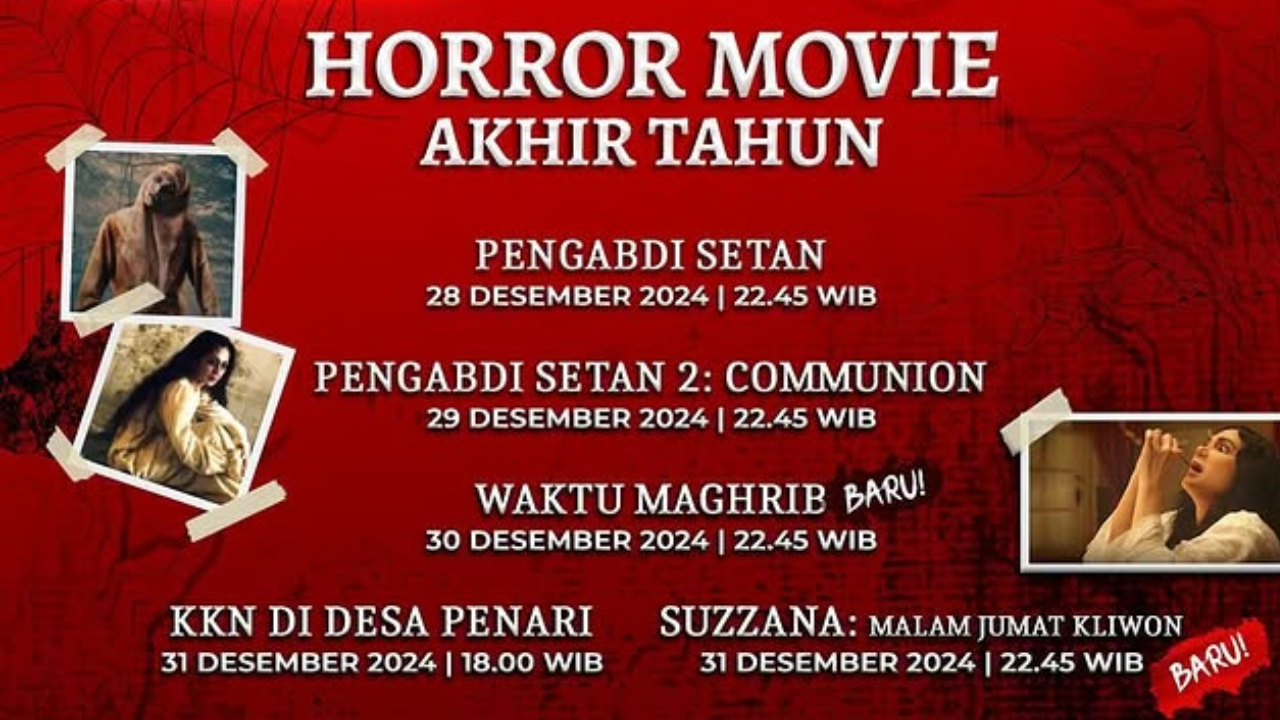 8 Daftar Film Movievaganza Horor Trans7 Spesial Tahun Baru 2025, Ada Waktu Maghrib hingga Suzzana Malam Jumat Kliwon!