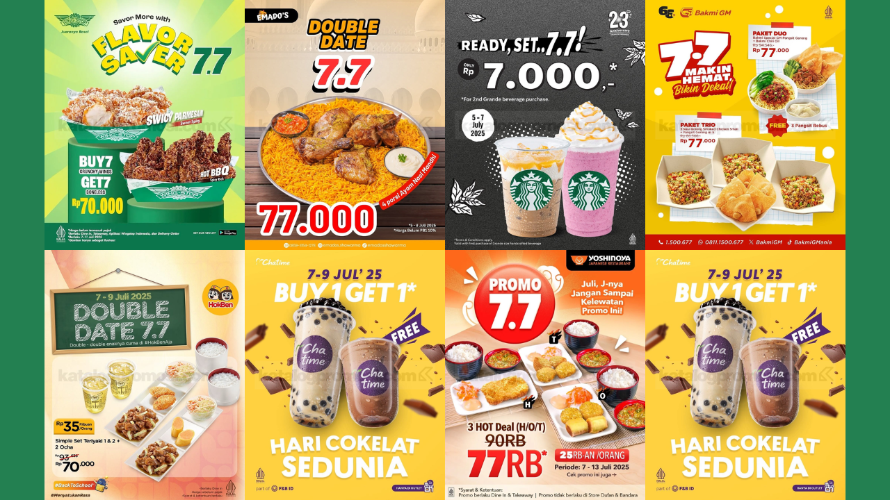 10 Promo Makanan dan Minuman Spesial 7.7 Bulan Juli 2025, Ada Subway, Wingstop hingga Starbucks
