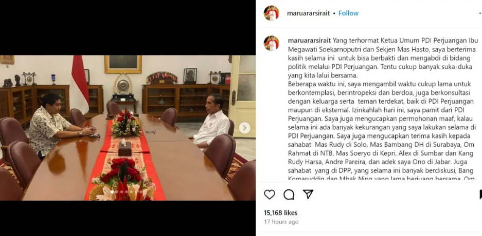 Pamit dari PDIP, Terungkap Maruarar Sirait Temui Jokowi di Istana