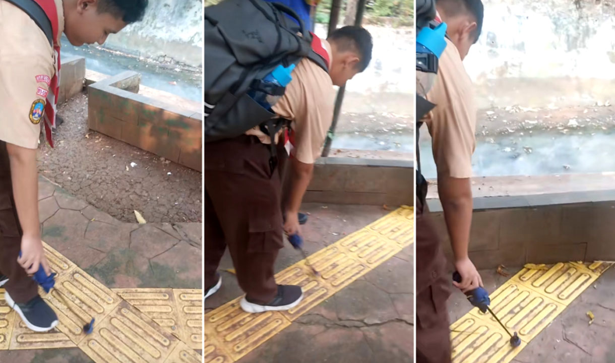 Guiding Block Tunanetra yang Mengarah ke Kali di Benhil Dibongkar Dinas Bina Marga
