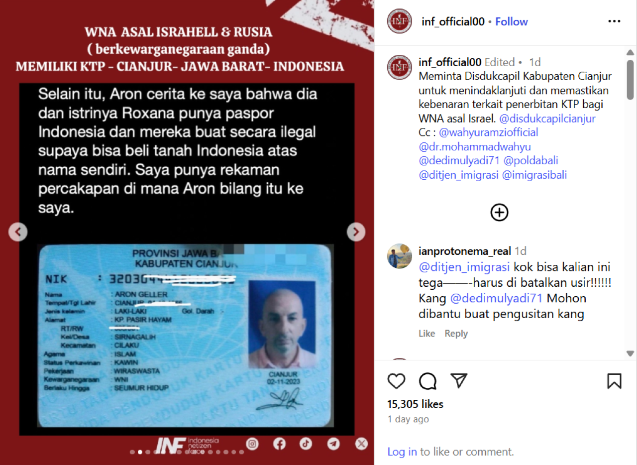 Heboh Warga Israel Bisa Dapat KTP Cianjur dan Jadi WNI, Ditjen Dukcapil Pastikan Palsu