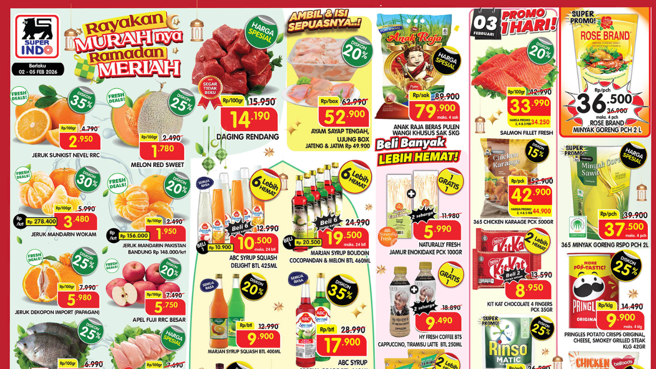 Promo Superindo Hari Ini 2.2 Februari 2026, Daging Rendang Mulai Rp14 Ribu