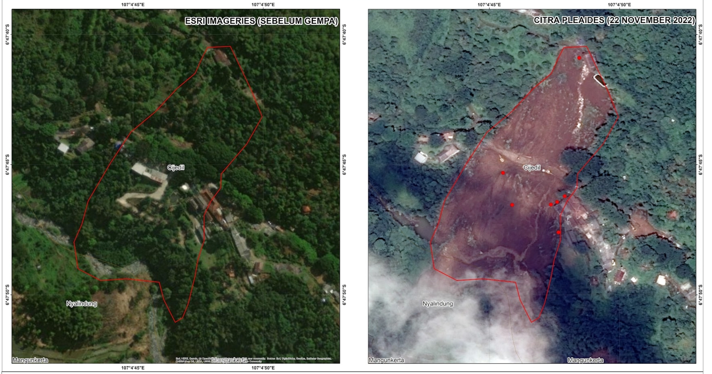 Penampakan Mengerikan Longsor Cugendang Imbas Gempa Cianjur dari Satelit