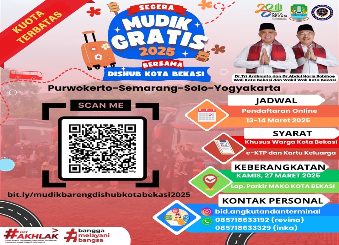 Begini Cara Ikut Mudik Bareng Dishub Kota Bekasi, Gratis!