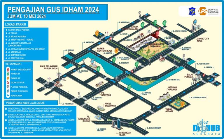 Pengajian Akbar Gus Iqdam di Balai Kota Surabaya, Hindari Area Ini