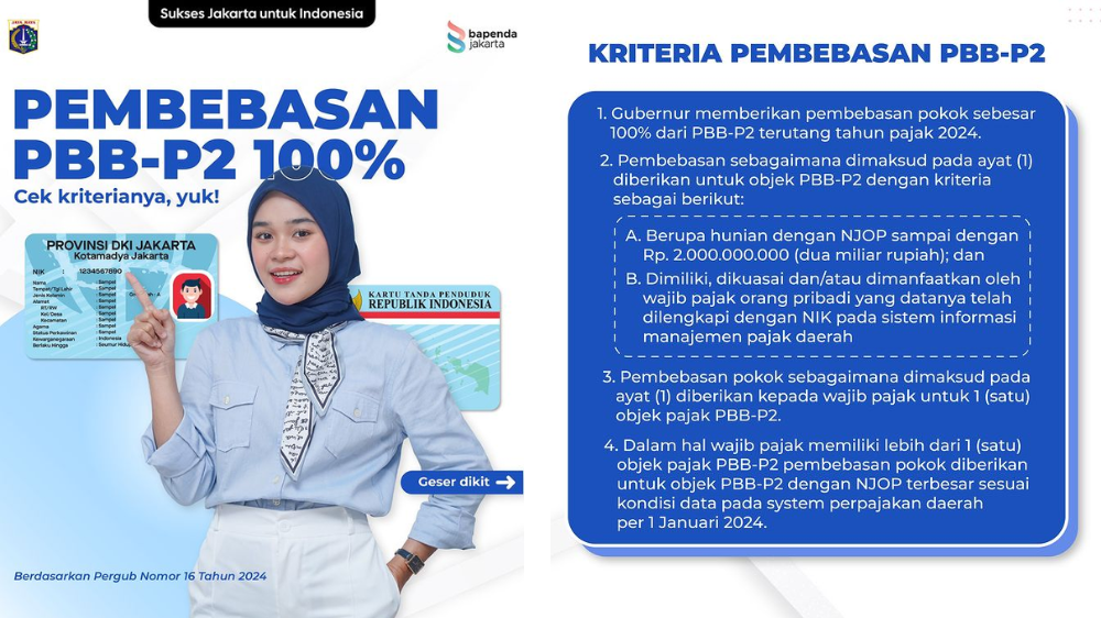 Kriteria Pembebasan Pokok PBB-P2 Tahun 2024 untuk Warga Jakarta, Jangan sampai Salah!