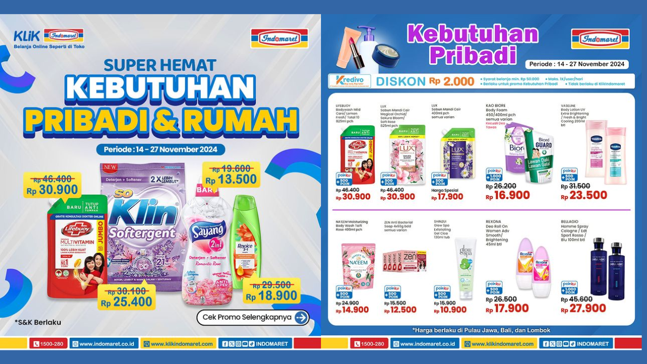 Katalog Promo Indomaret Hari ini 14 November 2024, Sabun Mandi Cair Mulai Rp14 Ribuan