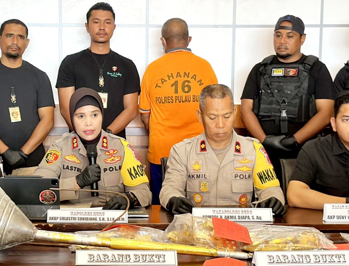 Pencuri Tiang Alif Emas di Pulau Buru Maluku Diamankan Polisi