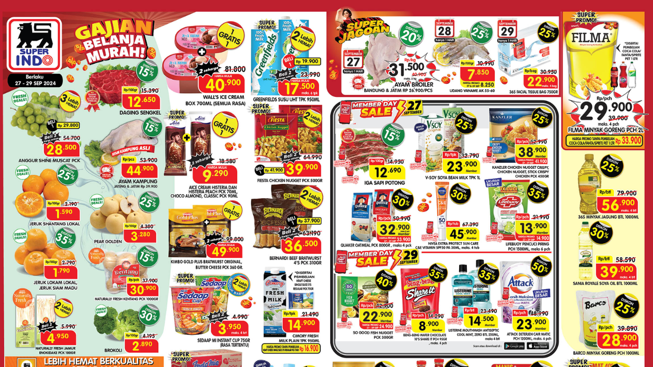 Katalog Promo JSM Superindo 27-29 September 2024, Gajian Belanja Murah Mulai Rp1 Ribuan