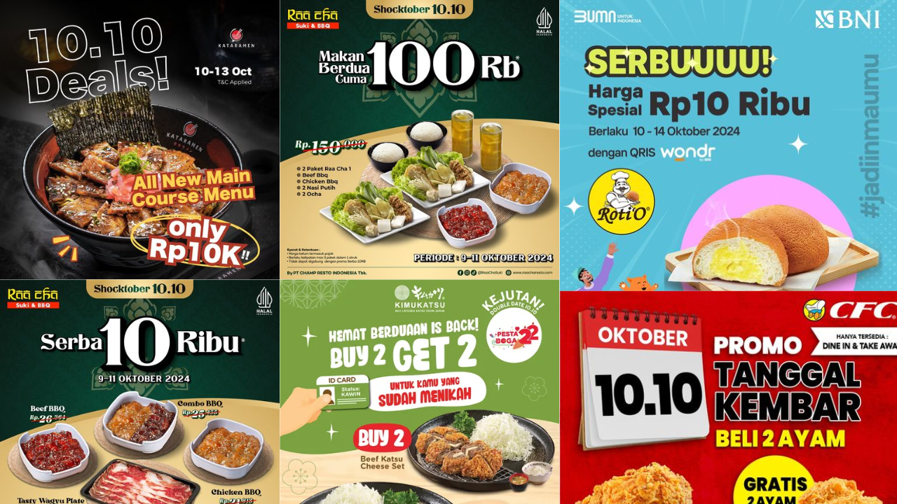 Update! 10 Promo Hari Ini Spesial 10.10 Oktober 2024, Ada Buy 1 Get 1 hingga Cuma Rp10 Ribuan