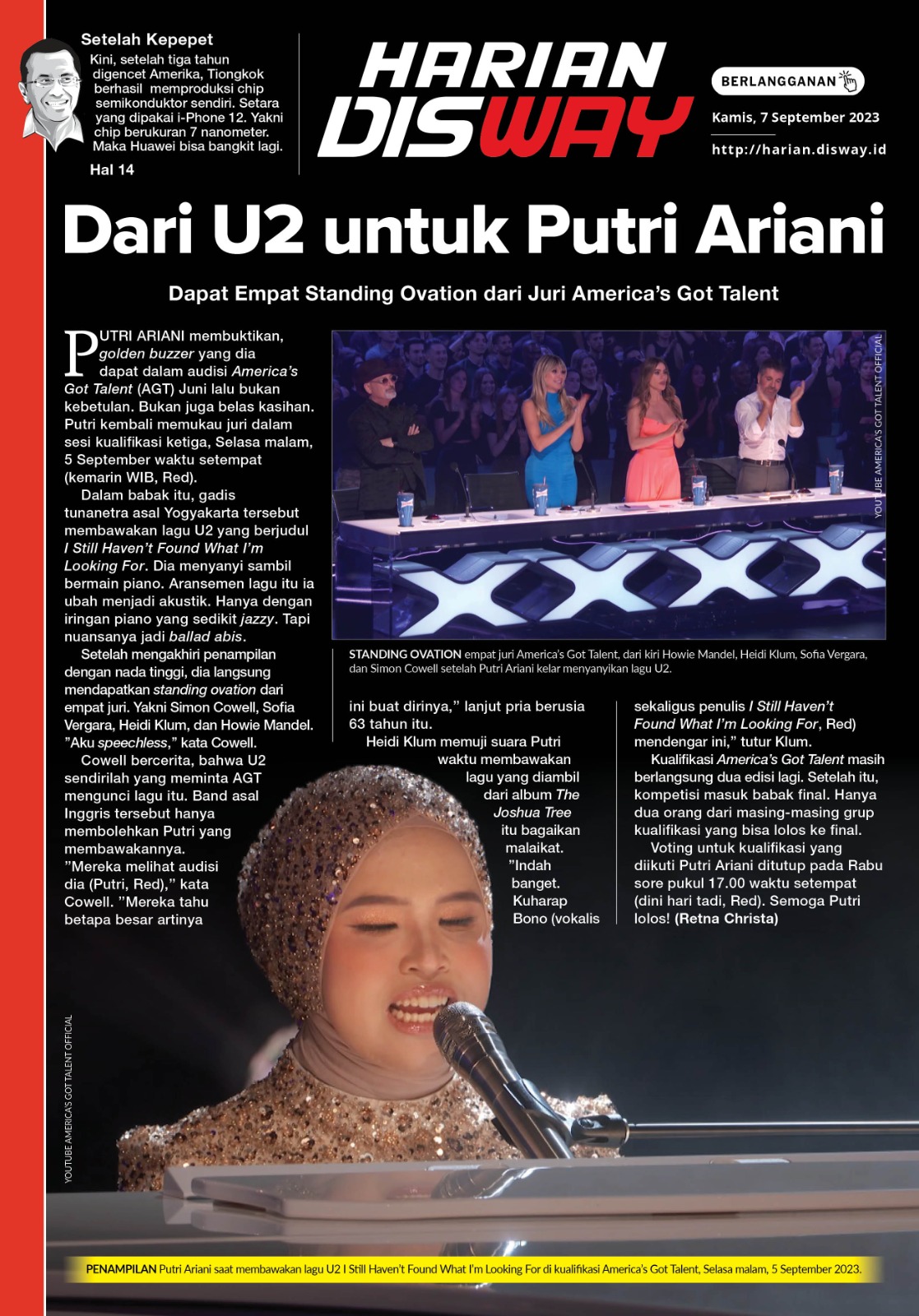 Dari U2 untuk Putri Ariani