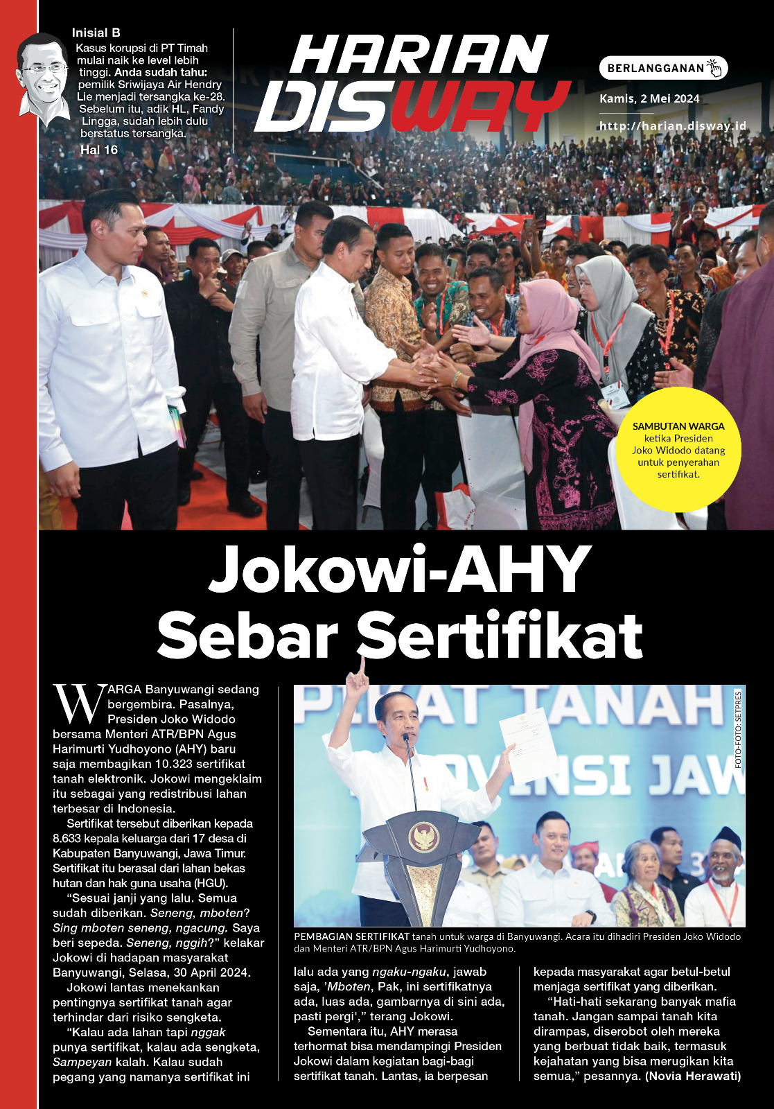 Jokowi-AHY Sebar Sertifikat