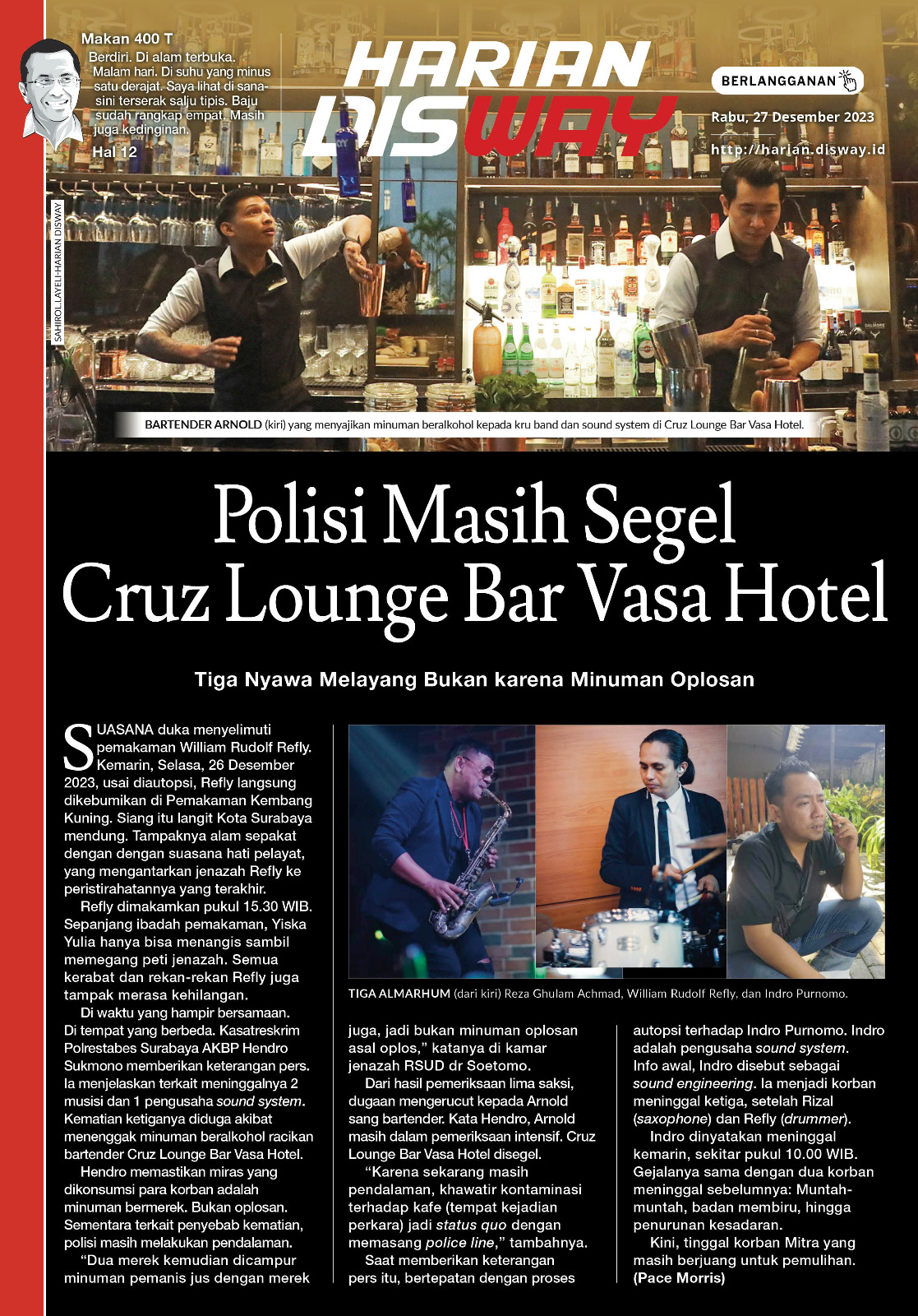 Polisi Masih Segel Cruz Lounge Bar Vasa 