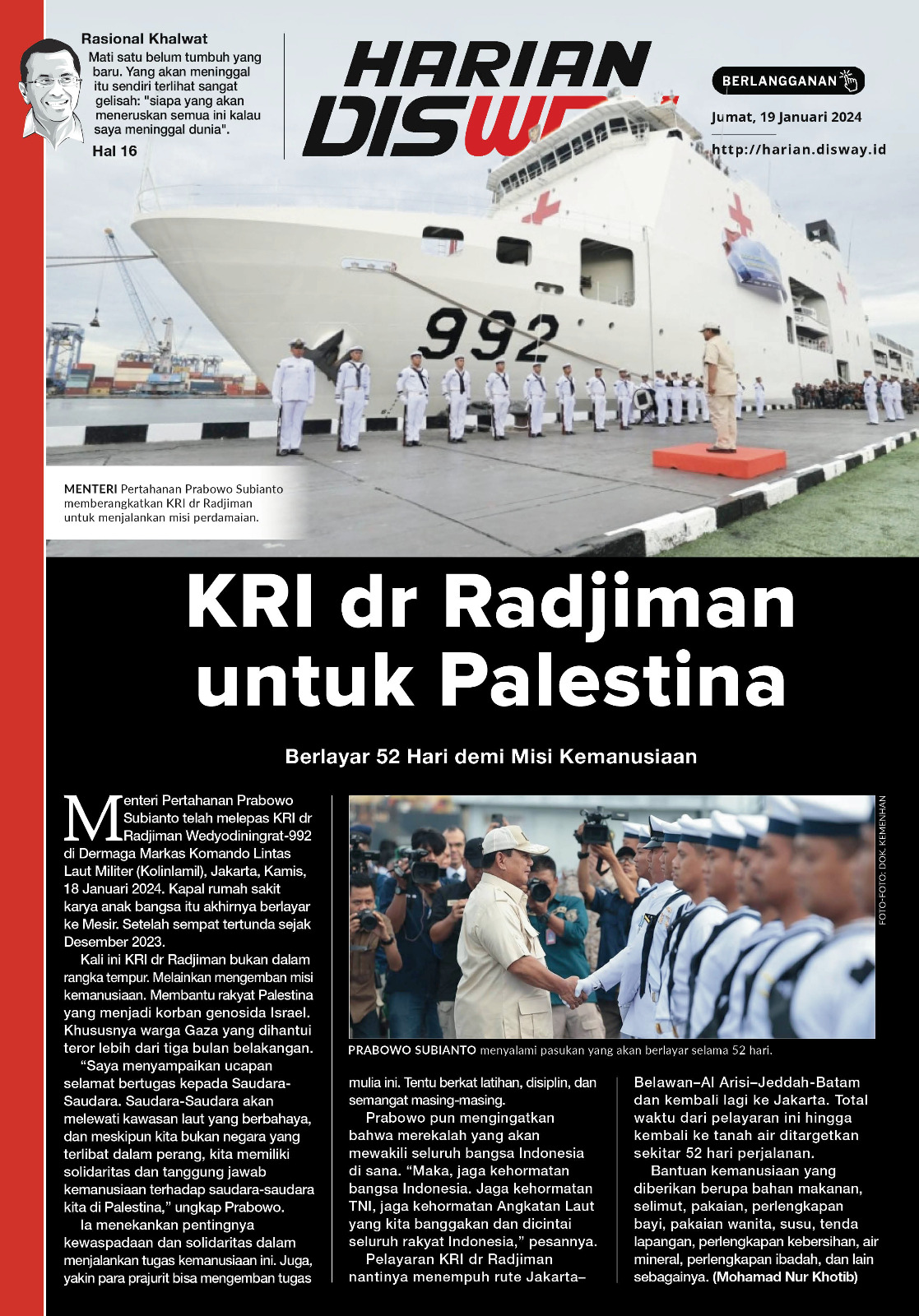 KRI dr Radjiman untuk Palestina