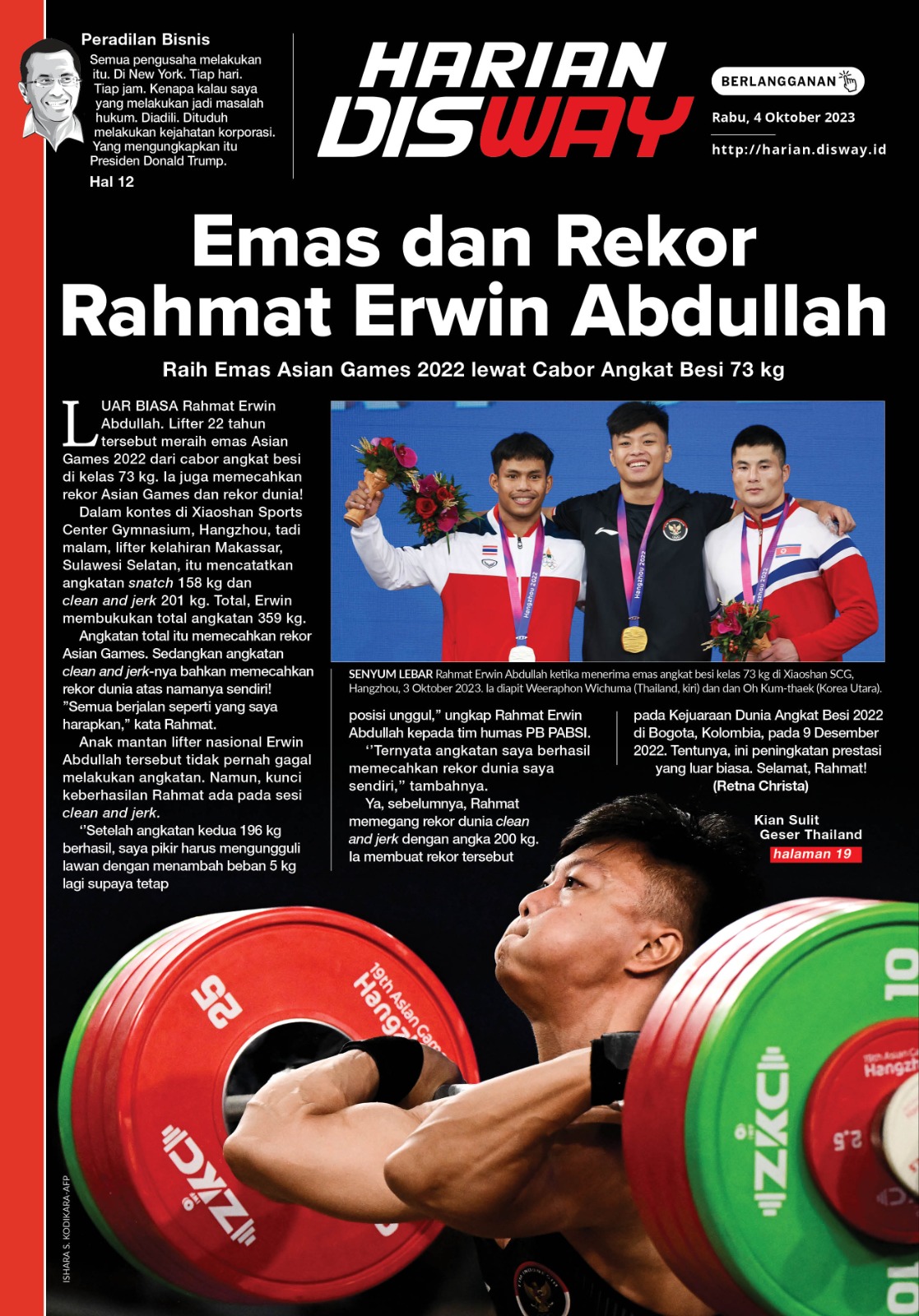 Emas dan Rekor Rahmat Erwin Abdullah